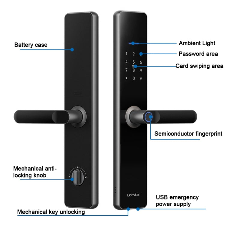 Wifi Fingerprint Lock Home Security Door Password Lock Supports APP Remote Unlocking, A61 (Space Gray), A61 (Rose Gold) Wifi Fingerprint Lock Home Security Door Password Lock Supports APP Remote Unlocking, A61 (Space Gray), A61 (Rose Gold)